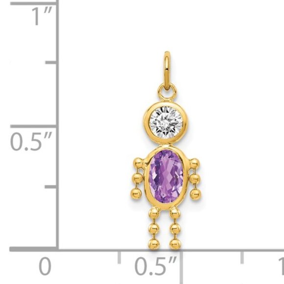 14k Yellow Girl Boy CZ Colored Stone birthday Month Charm Pendant - Picture 10 of 10